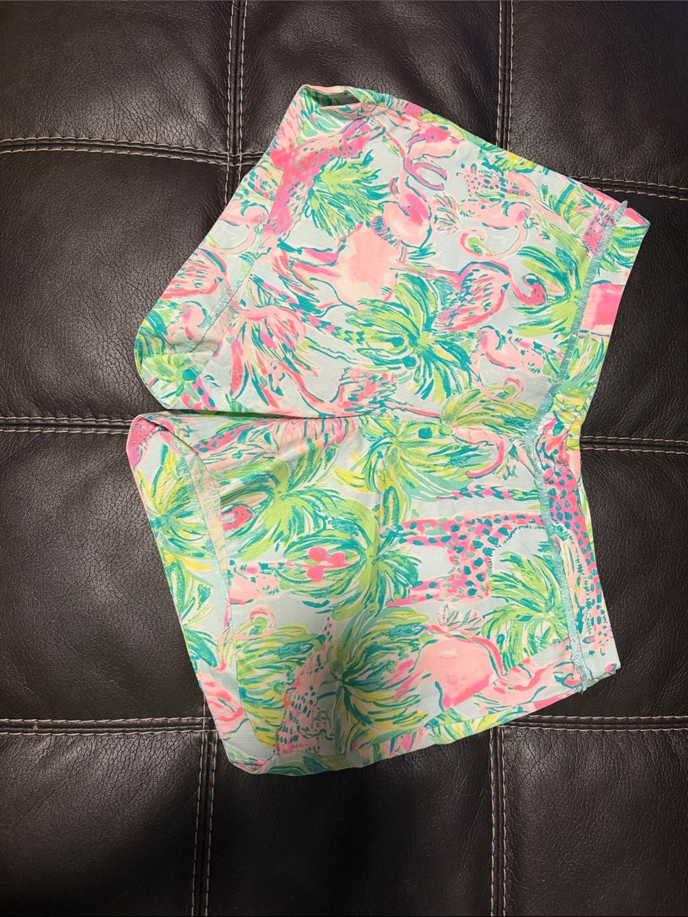 Lily Pulitzer Tropical Flamingo Print Shorts in Mint & Pink